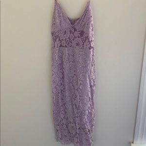 Misguided Lilac Midi Lace Dress